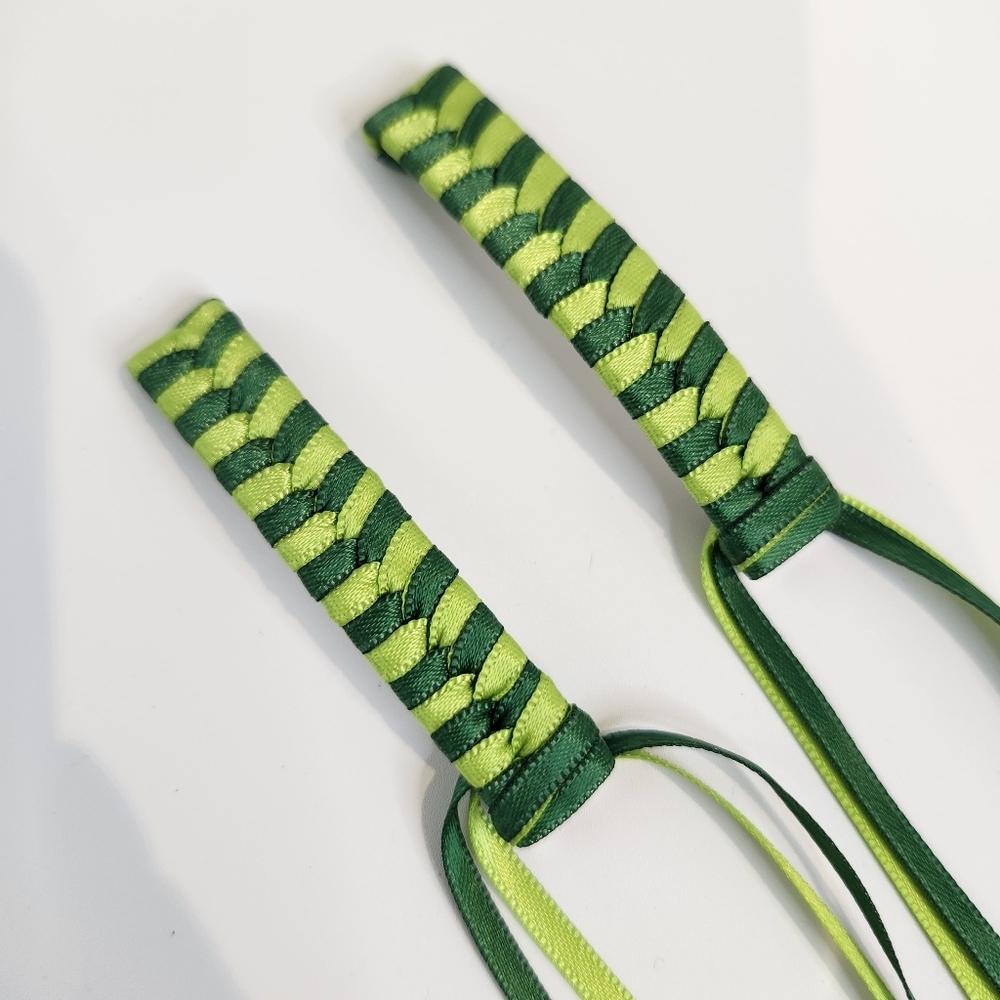 Multi-Green Ribbon Barrette Set of 2 Retro 80s Vintage St. Patrick's Day Irish - Picture 3 of 7